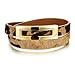ZX Fashion Leather Double Wrap Belt Buckle Bracelet for Women Bangles