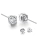 18K Gold Plated Round Cubic Zirconia Faux Diamond Earrings Sterling Silver Post Hypoallergenic Earrings for Women Men, in White Gold CZ 1.8ctw