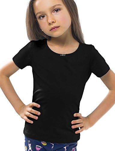 Petite Amelia Little Girls Short Sleeve Bow Top, Size 6, Black