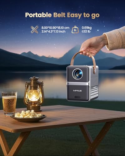 4K Mini Projector Netflix Ready,30000 Lumen Smart Portable Home Cinema WiMiUS P61 PRO Projector with 3D Dolby Audio Short Throw, TOF 1s Focus WiFi6 Bluetooth 5.4 HDR10 for Bedroom Outdoor Movies,Gifts