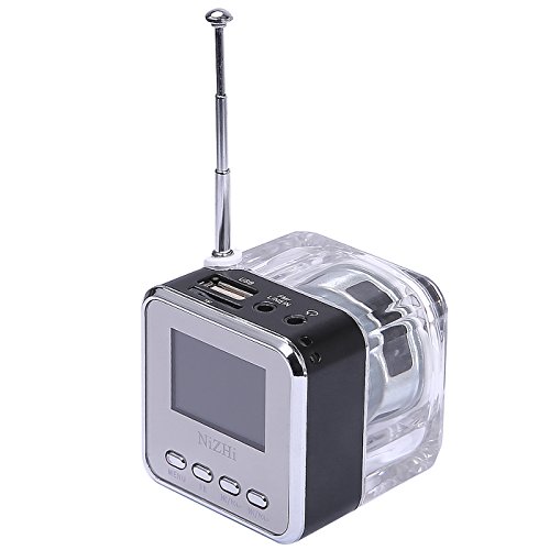 HDE Rechargeable Digital Mini Flashing LED Travel Pocket Speaker with FM Radio, MP3 Player and Micro SD slot