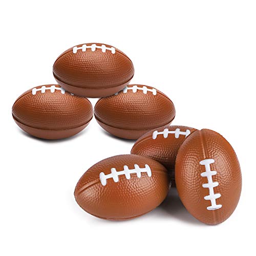 Grobro7 Super Bowl Football Mini Sports Balls Rugby Stress Relieve Balls-6 Pack/Set Squeeze Foam Toy Football Themed Party Supplies Party Favor for Anxiety Relief