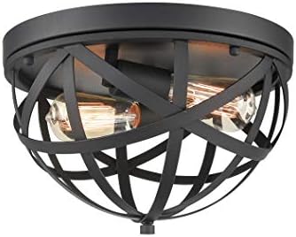 Claxy Industrial Flush Mount Ceiling Light Black Dome Cage Light Fixture