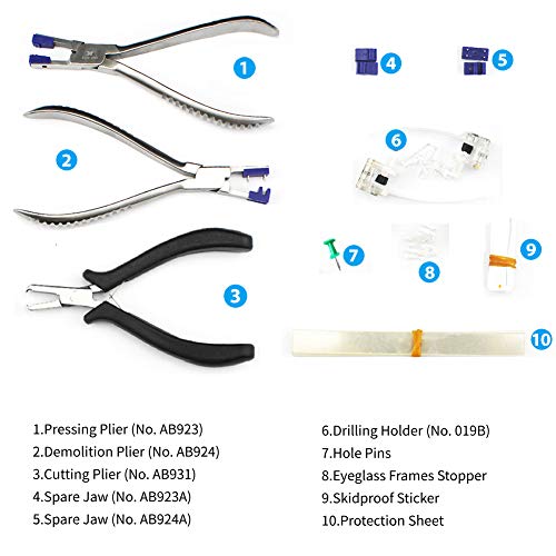 Rimless Glasses Frame Silhouettes Eyeglass Optical Kit Plier Repair