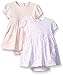 Little Me Baby Newborn Baby-Girls Sweet 2 Pack Cotton Bodysuit Dress, White/Pink, 6 Months