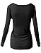 H2H Womens Long Sleeve Comfy Loose Fit Long Top Tee with Button Details Black US 2XL/Asia 2XL (CWTTL0175)
