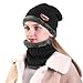 MUCO Mens Womens Winter Beanie Hats Scarf Set Warm Knit Hat Thick Fleece Lined Slouchy Cap Neck Warmer for Men Women
