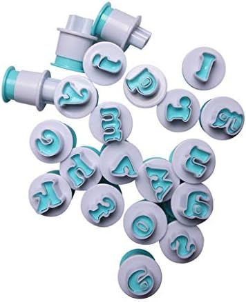 Gaorb Moulds Set Cake Decorating Tools Fondant Tools Set Alphanumeric Characters Fondant Cutters Tools For Fondant, Almond Sugar, Syrup Biscuits, Chocolate (Design : Lowercase letters)