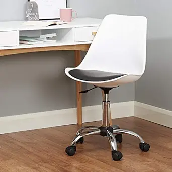 Finch Fox Metal Height-Adjustable Stylish Modern Rotary Armless Office Chair For Salon/Spa/Bar/Medical/Kitchen/Doctor Stool Chair (Black&White)