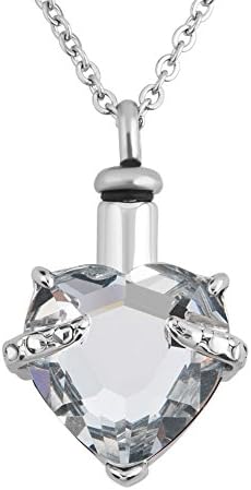 CLY Jewelry Urn Necklace for Ashes Love Heart Pendant Necklace with 12 Birthstone Crystal Hold My Love Cremation Jewelry Memorial Keepsake for Women Men Birthday Mother's Day Christmas
