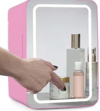 LIMOS Mini Refrigerator Makeup Skincare 8L Fridge,Glass Panel And Led Lighting,Cooler/Warmer Freezer, Used for Beauty Skin Care in Home, Car (pink) By LIMOS-1 Store