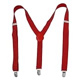 Allegra K Metal Thread Decor Adjustable Clip Y-Shaped Suspender Braces Red for Ladies