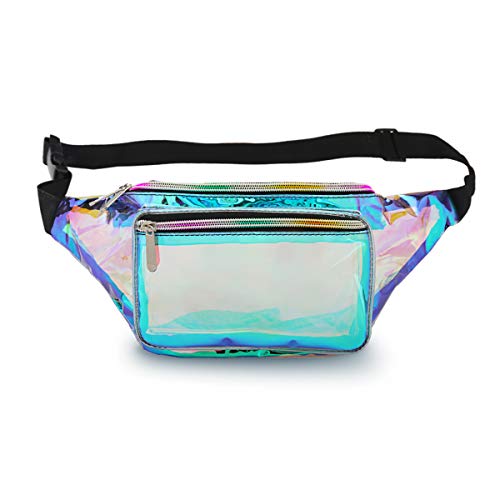 Mum's memory Clear Fanny Pack for Women - Waterproof Transparent Waist Pack for Men NFL & PGA & NCAA Stadium Approved Clear Bag Great for Games, Concerts, Rave, Festival, Travel (A Clear Blue)