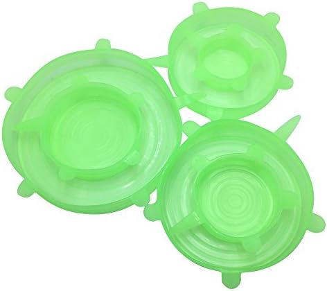 Silicone Stretch Lids, perfect partner for Bowls,Pots,Containers - Silicone Food Saver Covers set of 6 - Yuwanting (light green)