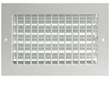 8"w X 6"h Adjustable AIR Supply Diffuser - HVAC Vent Cover Sidewall or Ceiling - Grille Register - High Airflow - White [Outer Dimensions: 9.75"w X 7.75"h]