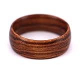 SOLEED Rings Wooden Wedding Band For Men and Women, 8mm Natural Zebra Wood Ring, Comfort Fit Design, Domed Top