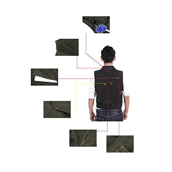 Janhiny Quick Dry Fly Fishing Vest Atmungsaktive Angeljacke mit Mesh-Futter für Angler – Bild 4