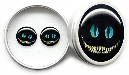 Handmade Black Tiny Ear Studs Alice in wonderland 925 Sterling Silver Stud Earrings for Women Gift