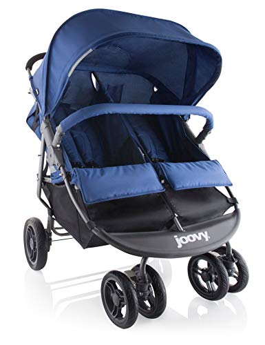 Joovy Scooter X2 Double Stroller, Side by Side Stroller, Stroller for Twins, Large Storage Basket, Blueberry