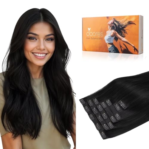 DOORES Clip Hair Extensions Human Hair
