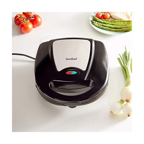 VonShef-3-in-1-Sandwich-Toaster-Waffle-Maker-Grill-Dual-Plate-Press-for-Toasties-Paninis-Snacks-Easy-to-Use-Clean-Non-Stick-Interchangeable-Plates-Compact-Portable-Size--Black-700W VonShef Waffle Maker 3 in 1 – Sandwich Toaster, Panini Press, Waffle Iron with Non-Stick Easy Clean Removable Plates…