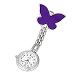 Lookatool® Nurse Clip-on Fob Brooch Pendant Hanging Butterfly Watch Pocket Watch (Purple)