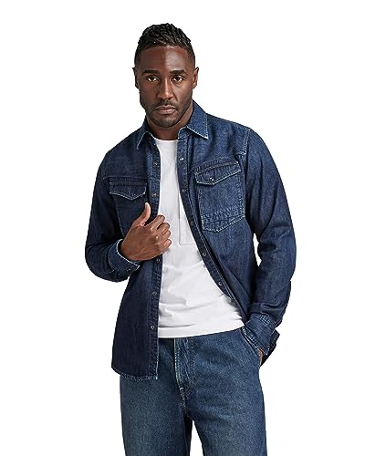 G-STAR Herren Dakota Slim Hemd, Blau (Worn in deep sea D23616-D252-G133), S