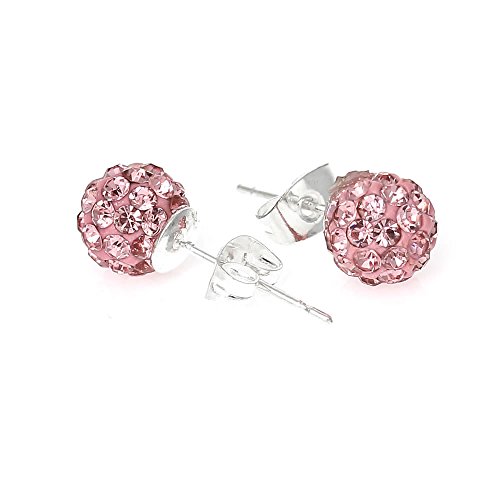 BirthdayEarrings 8mm Disco Ball Stud Earrings w/ ed Rhinestones Pave Pick Your (April) (June)