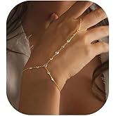 Simple Crystal Bead Hand Chain Summer Beach Hand Chain Finger Ring Jewelry Bridal Wedding Rhinestone Hand Bracelet Jewelry for Women
