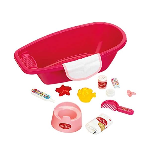 Theo Klein 1675 Baby Coralie Badewannen-Set | Für bis zu 35 cm große Puppen | Zahlreiches Bade- und Pflege-Zubehör | Maße: 50 cm x 27 cm x 15 cm | Spielzeug für Kinder ab 3 Jahren