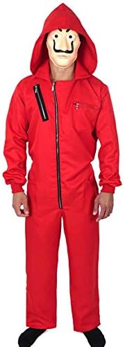ZHANGXX La Casa De Papel Costume Red Coverall Dali Jumpsuit For Halloween Costume,S