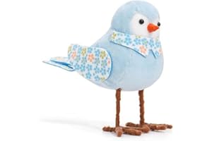 UEYGHEP Easter Plush Bird Dolls Holiday Standing Bird Figurine Ornaments with Long Leg & Printed Scarf and Bow for Table Blue