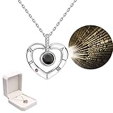 Jardme I Love You Necklace, 100 Languages Projection Necklace, The Memory of Love Nanotechnology Necklace, 100 Different Languages for I Love U (Silver)
