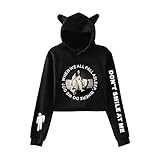 Trikahan Billie Eilish When We All Fall Asleep Where Do We Go cat Ear Hoodie for Fans Black M