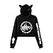 Trikahan Billie Eilish When We All Fall Asleep Where Do We Go cat Ear Hoodie for Fans Black M