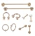 Jstyle 10Pcs Stainless Steel Industrial Barbell Cartilage Stud Earrings Hoop for Women Men Nose Lip Piercing Rings Tragus Helix Ear Body Piercing Jewelry