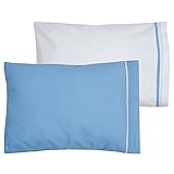 Angel Dreams 2-Pack Toddler Pillowcases 13x18. Machine Washable (Blue/White)