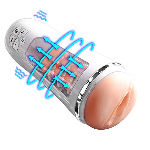 Male Masturbator Automatic Adults Sex Toys for Men Masturbation Cup, Penis Training Masturbator Electric with 5 Speeds & 5 Frequencies Thrusting and Vibration simulation 3D Realistic Vagina USB Charge