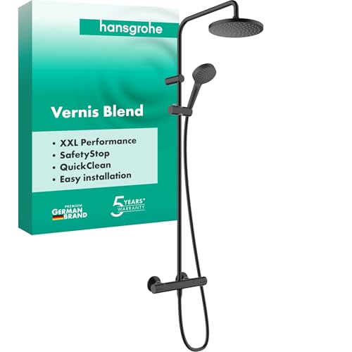 Hansgrohe Vernis Blend Showerpipe 200 1jet with thermostat Matt Black - 26276670