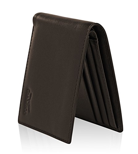 Slim Bifold Wallet For Men Genuine Leather RFID Blocking,Packed In Stylish Gift Box (Dark brown)