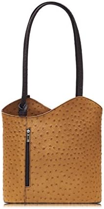 Ladies Italian Leather Handbag Convertible Womens Shoulder Bag Backpack Ostrich Effect Print - Amethyst Retail