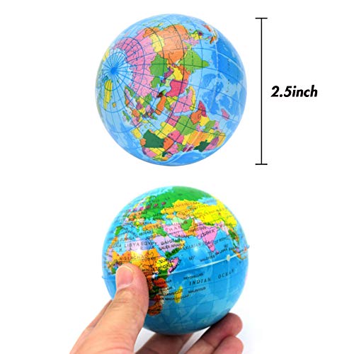 Koogel 2.5 inch Globe Squeeze Stress Balls,24pcs Earth Ball World Stress Balls Stress Relief Toys Therapeutic Educational Balls Bulk