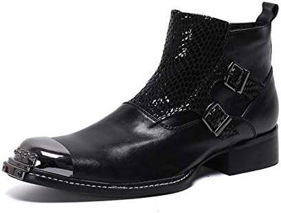 Leather Shoes, Men'S Leather Martin Boots European Version Carved Snakeskin Pattern British Wind Iron Head High To Help Men'S Shoes,43