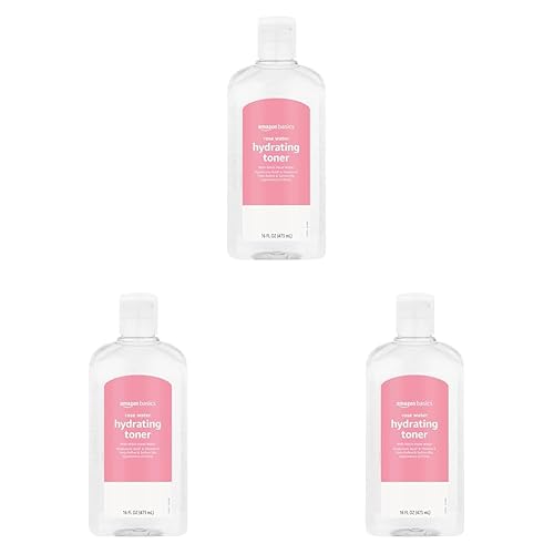 Amazon Basics Rose Water Hydrating Toner, 16 Fluid Ounces, 3-Pack