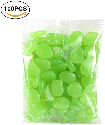 Woopower 1 Bag Glow in the Dark Pebbles, Fluorescent Pebbles Stones for Indoor and Outdoor Walkways and Decor, Decorative Stones for Gardens, Yards, Lawns, Driveways, Plants, Aquarium(Green)