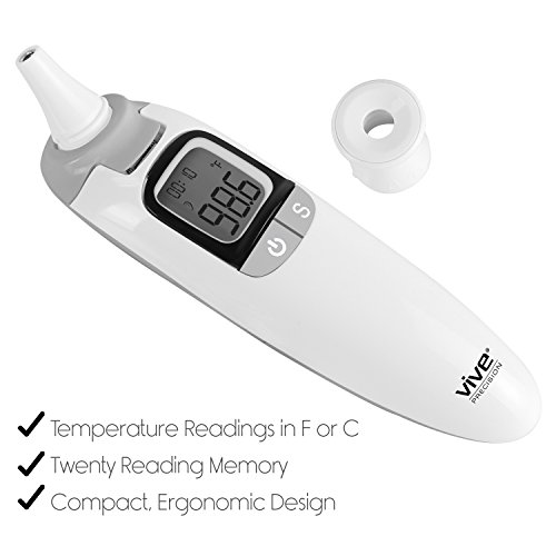 Vive Precision Ear And Forehead Thermometer - Instant Digital Readings For Baby, Infants, Toddlers, Kids, Pets And Adults - For Temporal Artery And Tympanic Safety - Medical Accurate Fever Detection - Thumbnail 7