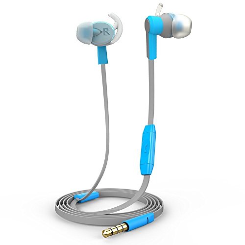 Wired headphones, Noise Isolating Sweatproof Wired 3.5MM in Ear Headphones Stereo Earbuds, Microphone Stereo Headset for Headset for iPhone iPod & Android Devices Blue