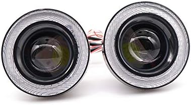 Magood 1 Pair Car COB LED Fog Light Projector with Amber Angel Eyes Halo Ring and Driving DRL White Xexon Lamp (3.5 inch, Amber)
