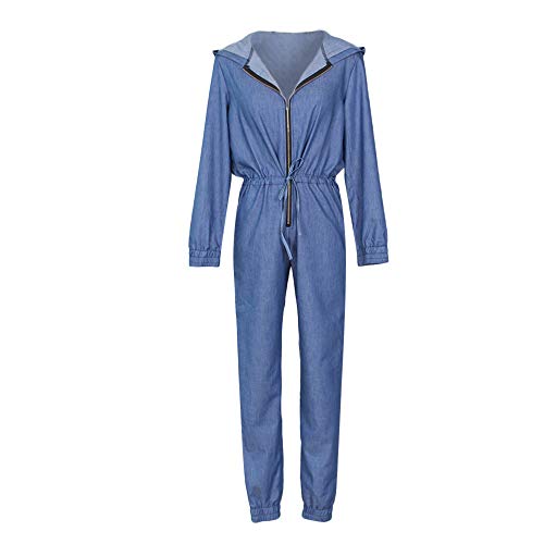 Longay Women's Fashion Hoodied Denim Pants Sexy Long Rompers Pants Jumpsuits (S)