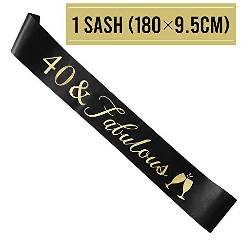 Happy-40th-Birthday-Decorations-Party-Supplies-Birthday-Gifts-for-Women-40-Birthday-Tiara-and-Sash-Happy-Birthday-Cake-Topper-Cheers-to-40-Years-Banner-40-Fabulous-Sash-Latex-Balloons-Swirls